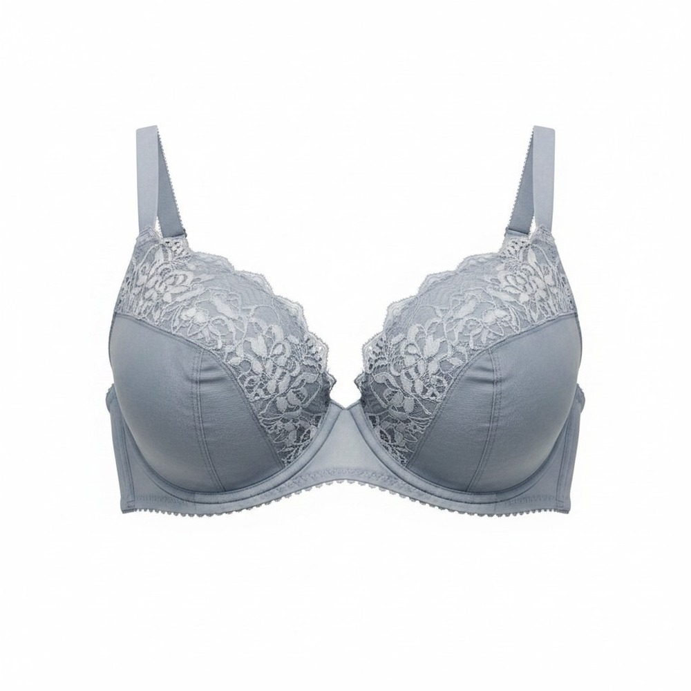 Rene Rofe Lingerie Padded Lace Bra Women 36DD Light Blue Underwire Floral
